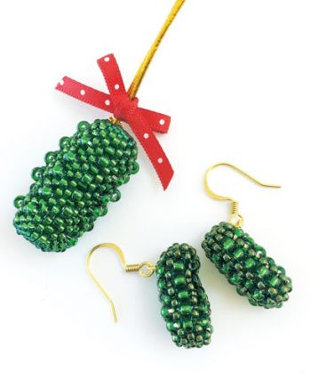 Beaded Christmas Pickle Ornament