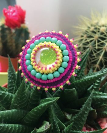Cacti Fiesta - bead embroidered cactus pendant tutorial