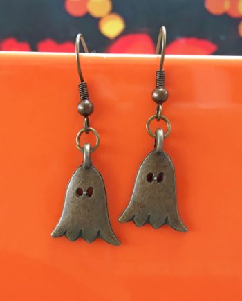 Friendly ghostie halloween earrings handmade by Chloe Menage
