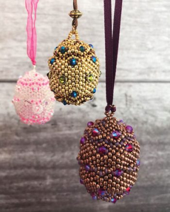 Imperial Eggs Faberge style egg beaded pendant with Chloe Menage