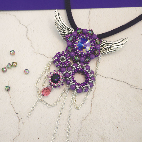Wings of Whimsy steampunk necklace online beading workshop with chloe menage