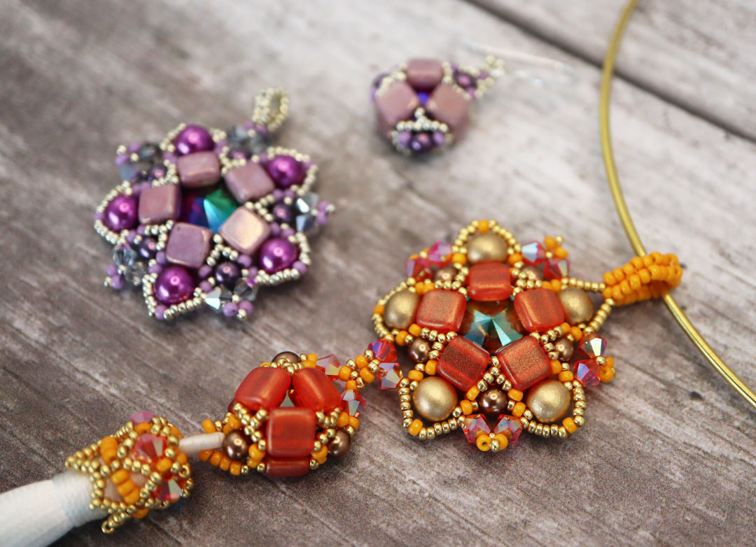 Beaders' Holiday workshop by Chloe Menage, exclusive project for Czech bead tour with Jill Wiseman